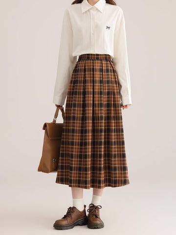 Autumnal Plaid Midi Skirt