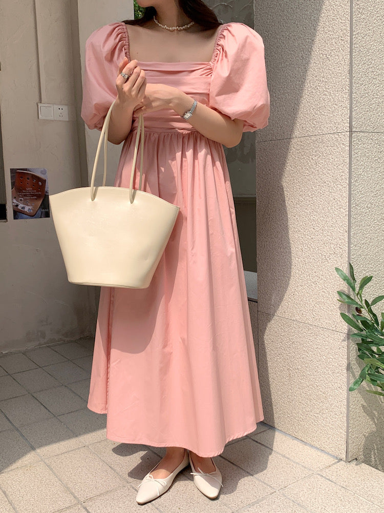 Basic Puff Sleeve Maxi Dress