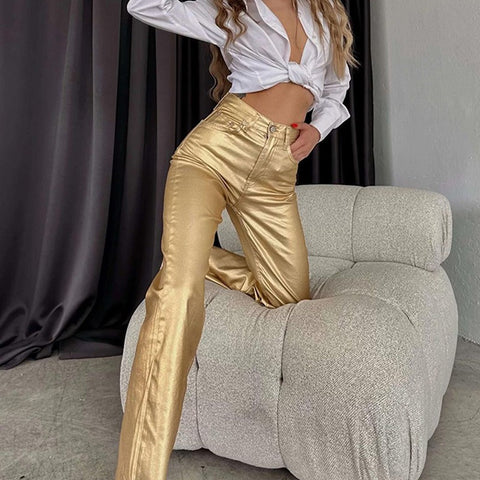 Pocket Loose Wide-leg Straight Trousers