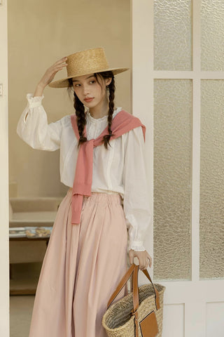 Ruffle Broderie Trim Blouse