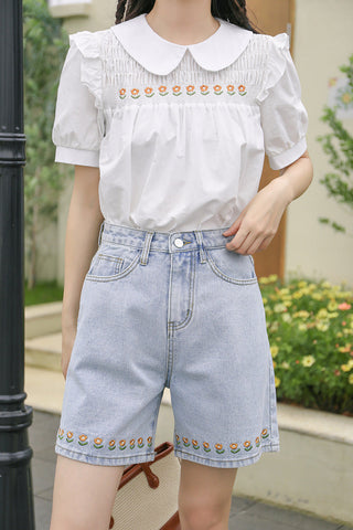 Daisy Chain Embroidered Shorts