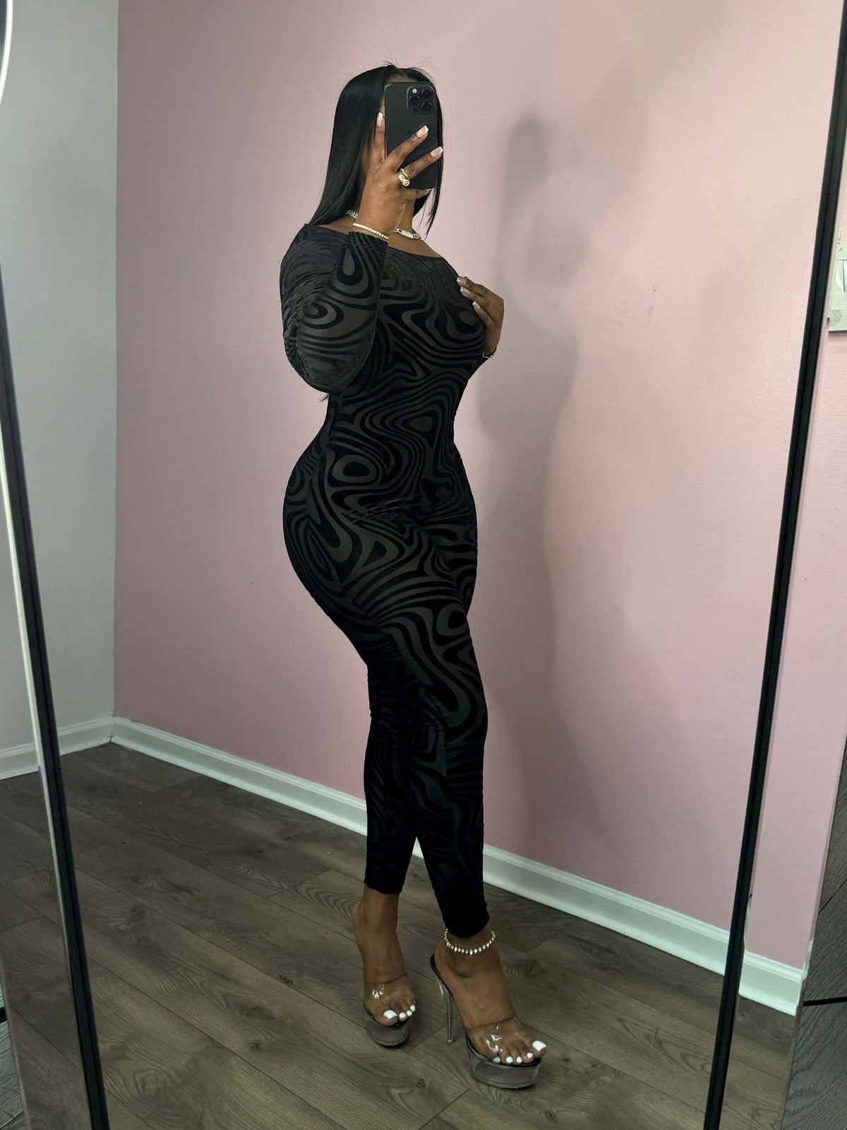 Deep V Neck Velvet Bodycon Dress
