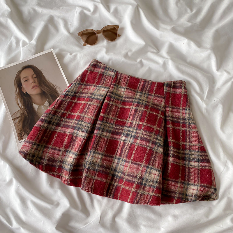 Berry Plaid Jacket & Skirt Set