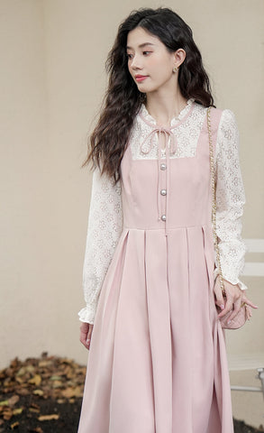 Floral Lace Twofer Midi Dress