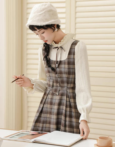 Mint Mocha – Kariertes Twofer-Midikleid