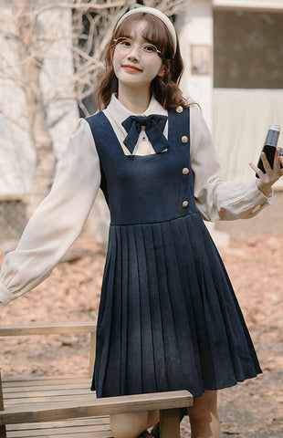 Varsity Pleated Twofer Dress