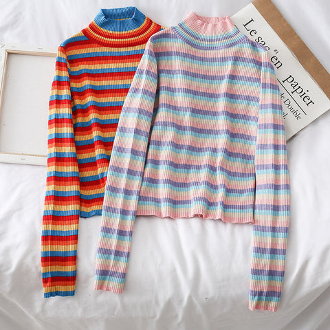 Rainbow Mock Neck Sweater