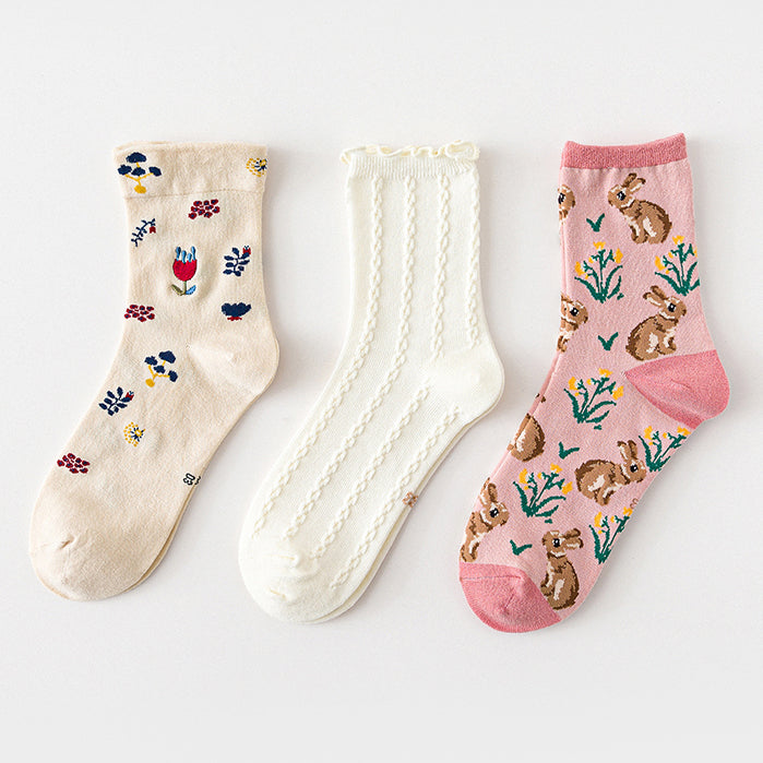 Bunny Floral Sock Set