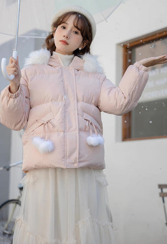 Pom Pom Puffer Jacket