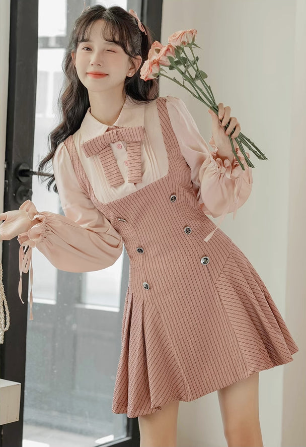 Preppy Stripe Twofer Minikleid