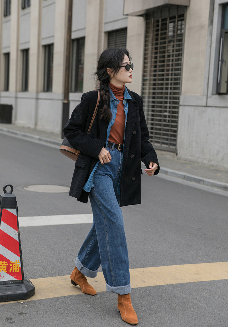 Corduroy Double Breasted Blazer Jacket