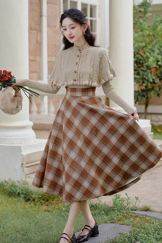 Set aus Pullover und Rock aus geröstetem Marshmallow