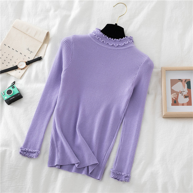 Basic Frilly Mock Neck Sweater