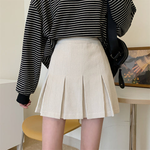 Corduroy Pleated Skirt