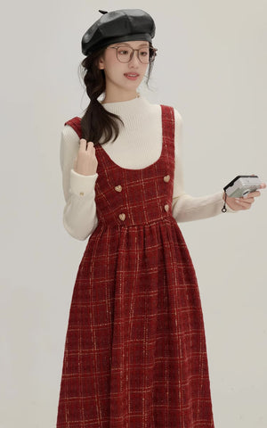 Sweet Apple Pie Plaid Pinafore Dress