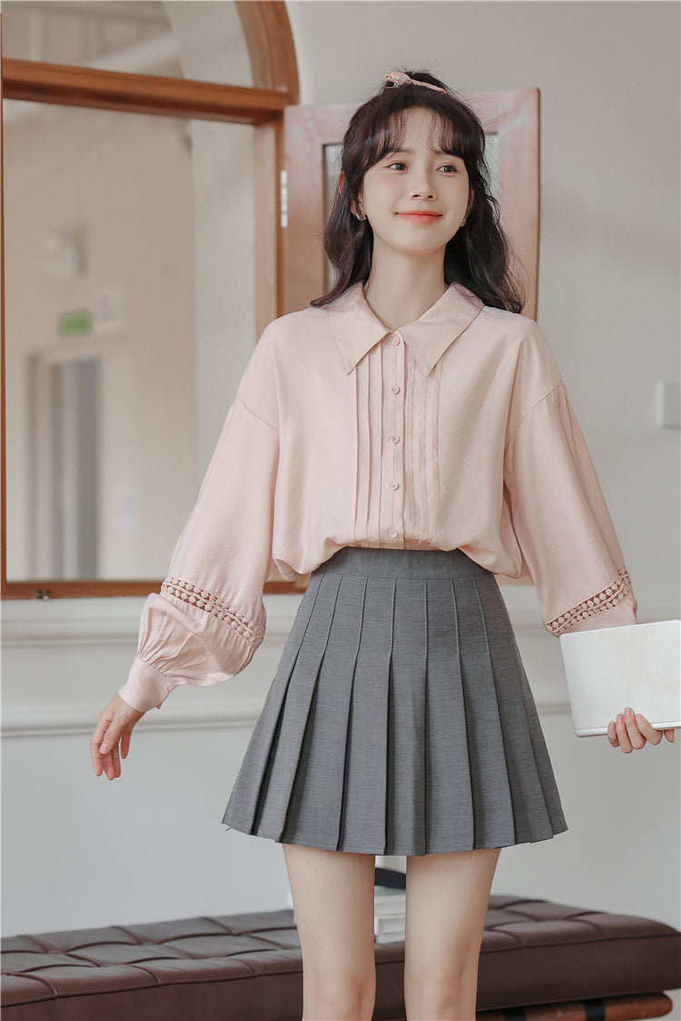 Pintuck Puff Sleeve Blouse