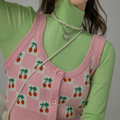 Chaleco de cuadros de cereza
