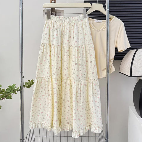 Ditsy Floral Tiered Midi Skirt