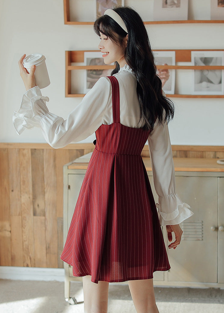 Vestido mini de rayas con botones