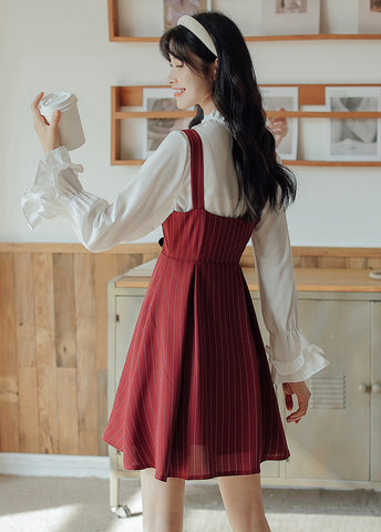 Vestido mini de rayas con botones