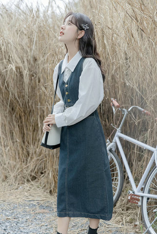 Denim Midi Pinafore