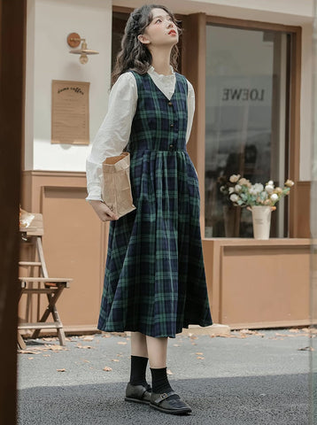 Cambridge Plaid Pinafore Dress