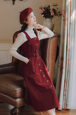 Corduroy Button Up Midi Dress