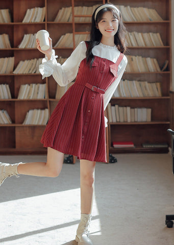 Vestido mini de rayas con botones