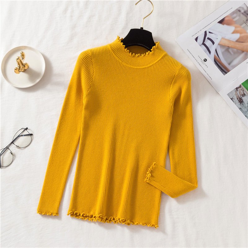 Basic Frilly Mock Neck Sweater