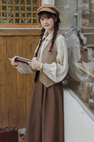 Waffle Puff Sleeve Blouse