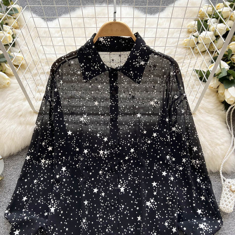 Sheer Starry Button Up Shirt