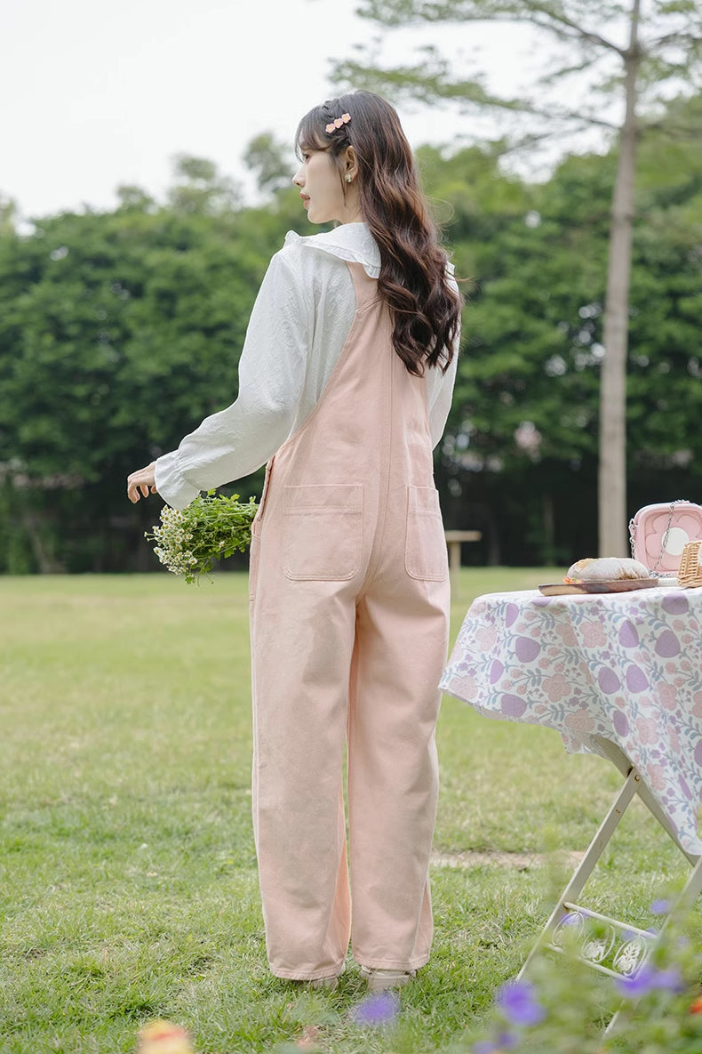 Flower Bouquet Embroidered Overalls