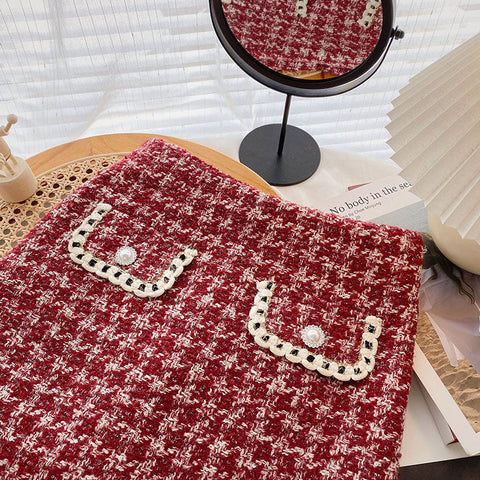 Preppy-karierter Tweedrock