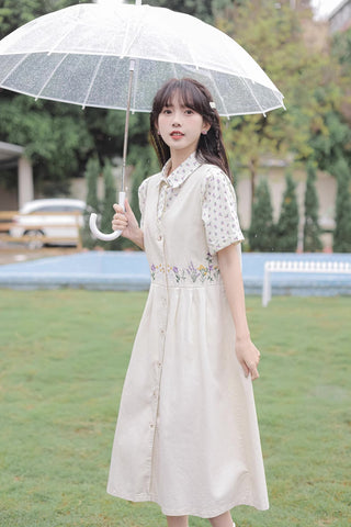 Wild Garden Button Pinafore Dress