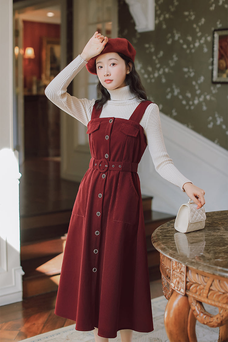 Corduroy Button Up Midi Dress