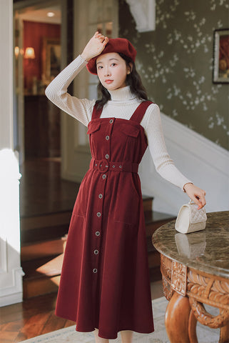 Corduroy Button Up Midi Dress