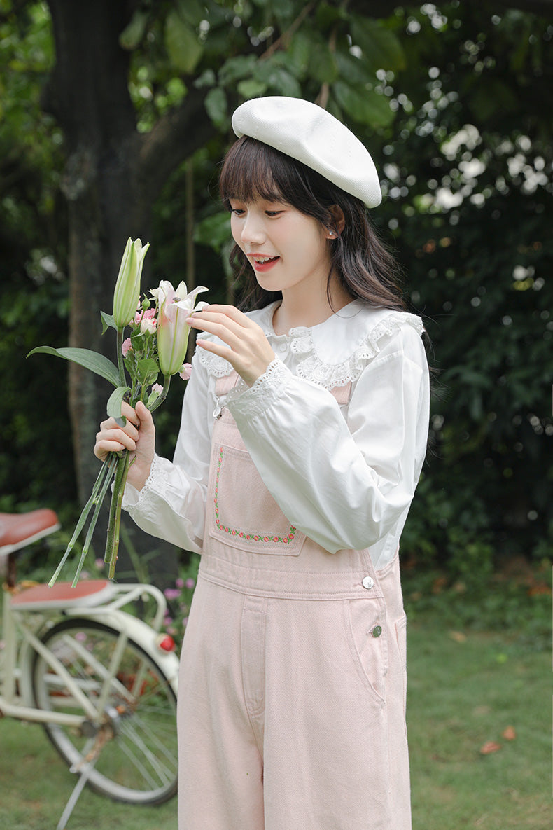 Denim-Overall mit Daisy Chain-Stickerei