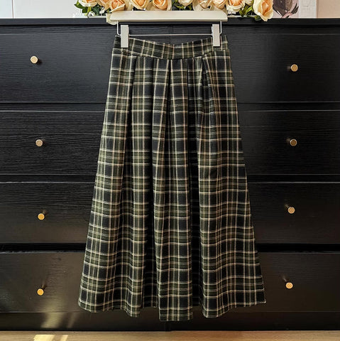 Autumnal Plaid Midi Skirt