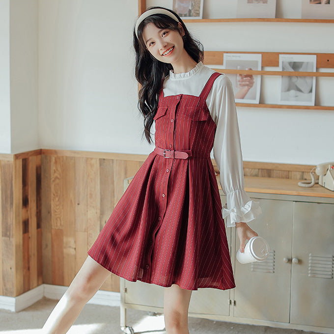 Vestido mini de rayas con botones