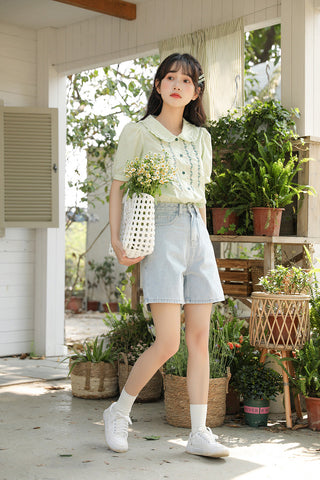Summer Flowers Embroidered Shorts