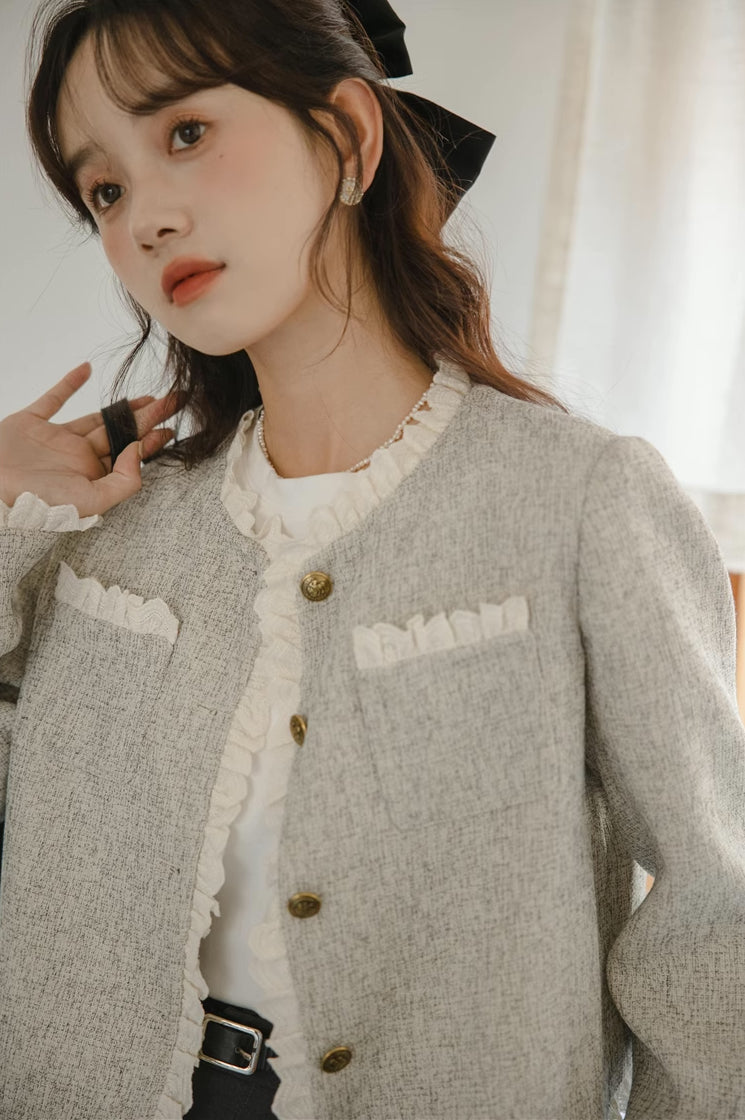 Lace Trim Tweed Jacket