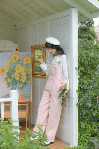 Denim-Overall mit Daisy Chain-Stickerei