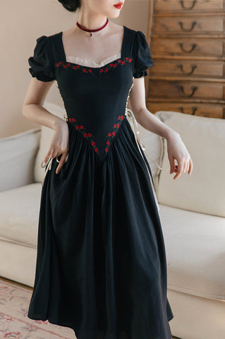 Onyx Rose Lace Up Dress