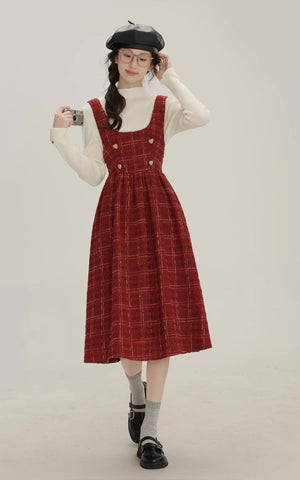 Sweet Apple Pie Plaid Pinafore Dress