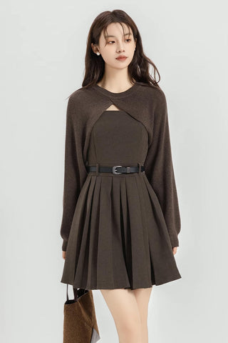 Two-Piece Mini Cami Dress & Sweater Set