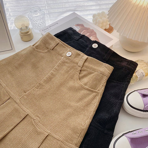 Corduroy Mermaid Pleated Skirt