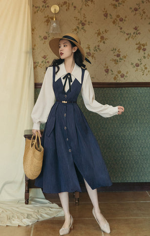 Traveller's Pinafore-Set mit Nadelstreifen