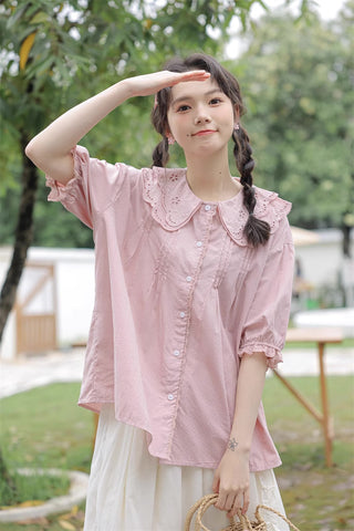 Bluse mit Broderie-Kragen