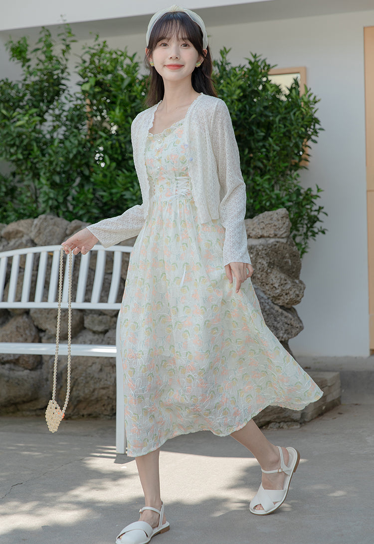 Vestido camisola con estampado de jardín de acuarela