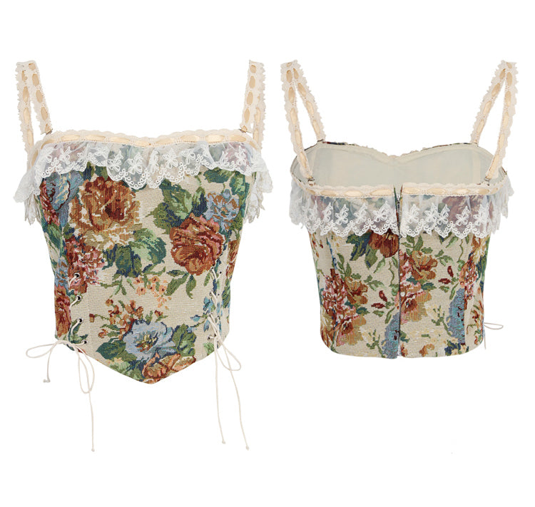 Rustic Floral Jacquard Corset